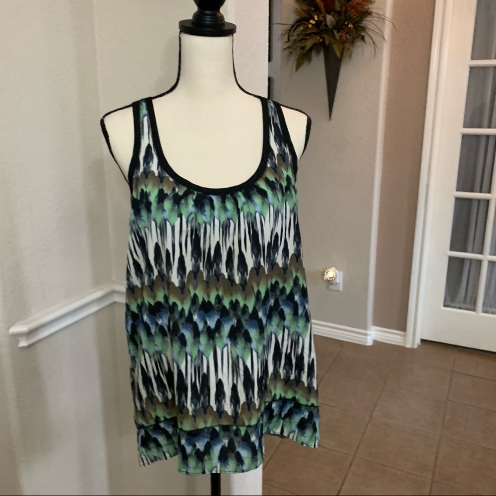Express black and green contemporary print top Size L